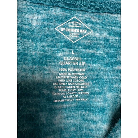 St. Johns Bay Womens Large Quarter Zip Polar Fleece Pullover Blue Long Sleeve - Picture 8 of 9